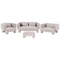 SOFA-SET 6-Sitzer Stoff Beige mit Ottomane Hogbo - Beige, Textil (180/73/93cm) - Beliani