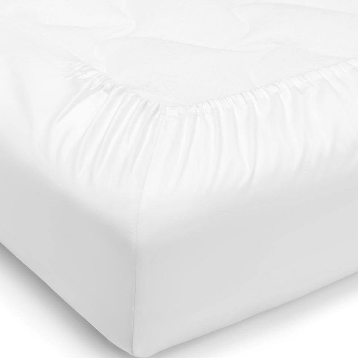 BETTLAKEN mit Gummizug 200x200 Weiß aus Baumwollsatin – 100 % Baumwolle, mercerisiert, glänzend & atmungsaktiv - Weiß, Textil (200/200cm) - Letti Moderni