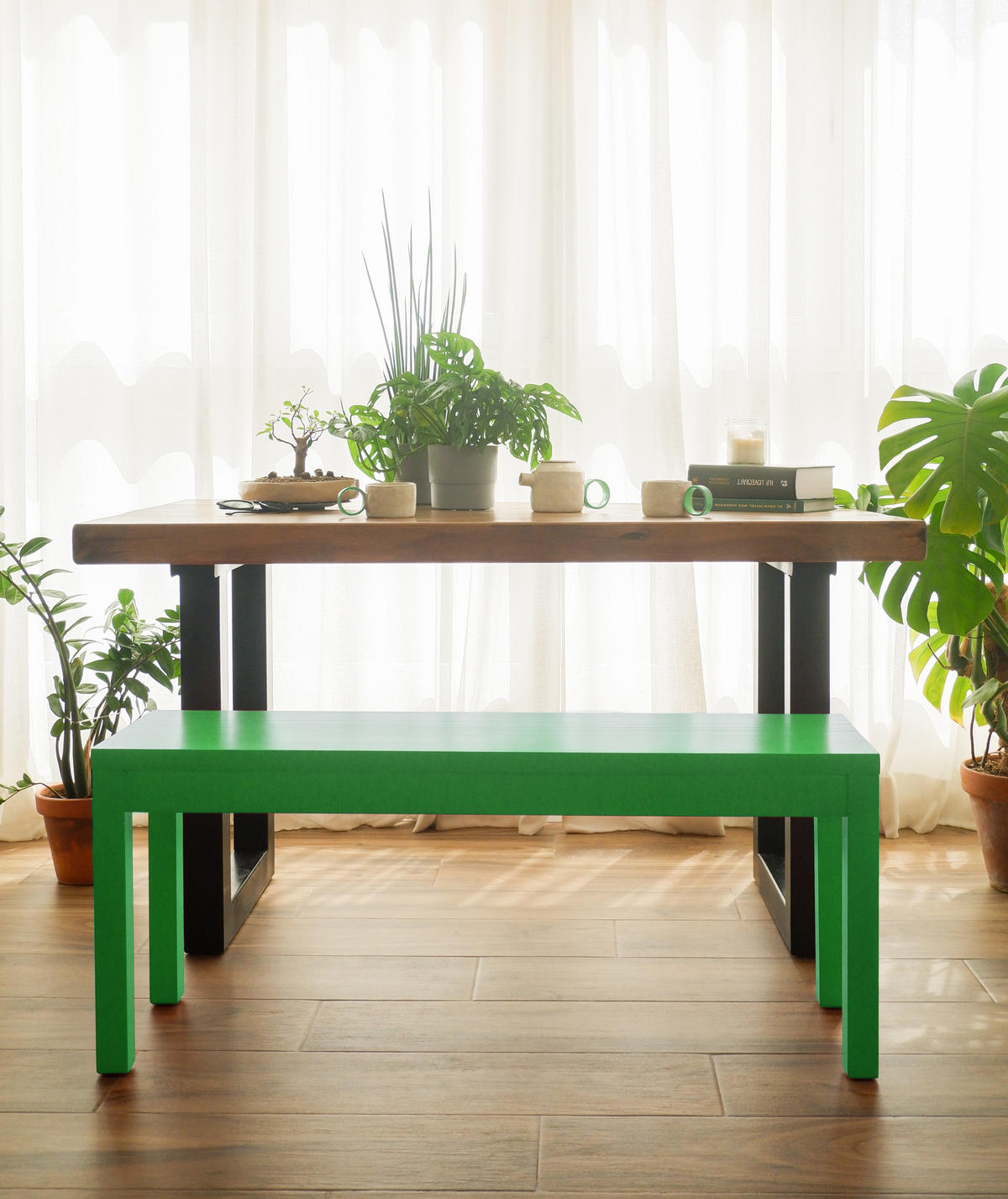 BANK aus massiver Kiefer, grün JULIETTE - Grün, Holz (110/46/33cm) - RNT By Really Nice Things