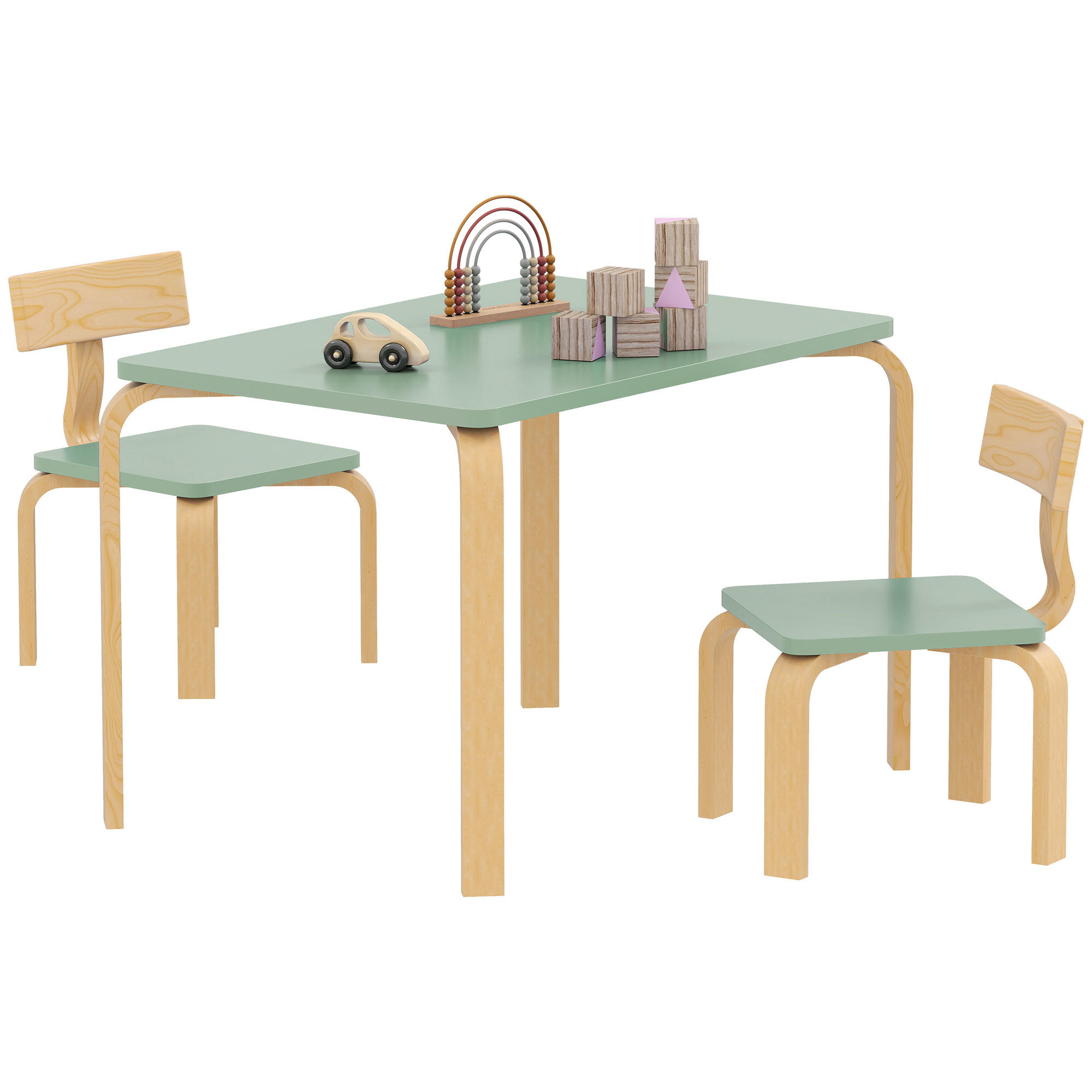 KINDERSITZGRUPPE DE-17548 2 Stühle zum Zeichnen & Lernen Grün - Grün, Holzwerkstoff (53/53/78cm) - ComfortXL
