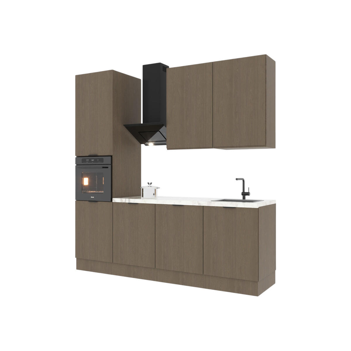 KÜCHENZEILE 240 cm Livaro – KU-S29 – Dunkle Eiche - Dunkelbraun, Holzwerkstoff (240/247/60cm) - hi-markt