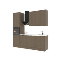 KÜCHENZEILE 240 cm Livaro – KU-S29 – Dunkle Eiche - Dunkelbraun, Holzwerkstoff (240/247/60cm) - hi-markt