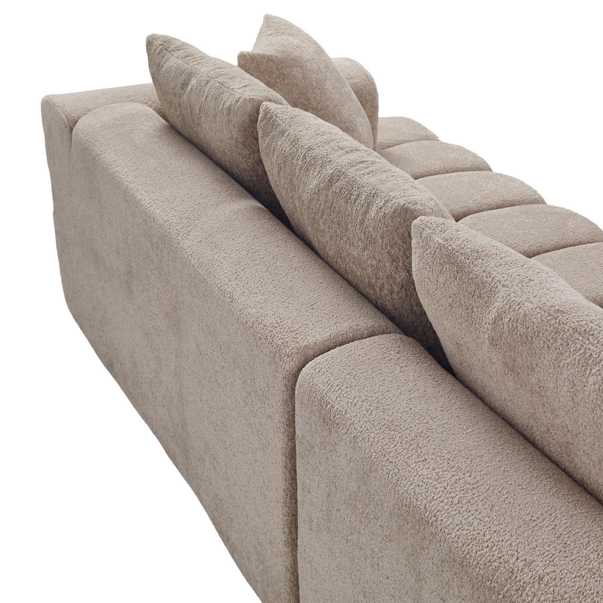ECKSOFA L-Form 3-Sitzer in Taupe aus Samt mit linker Chaiselongue - Taupe, Textil (250/160cm) - CHICFURN