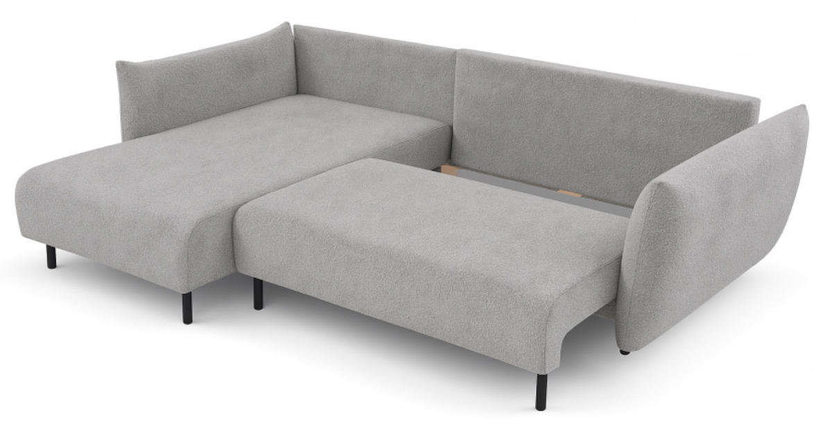 ECKSOFA Silber DELI Mit Schlaffunktion Links - Hellgrau/Grau, Textil (257/171cm) - Sepro Meble