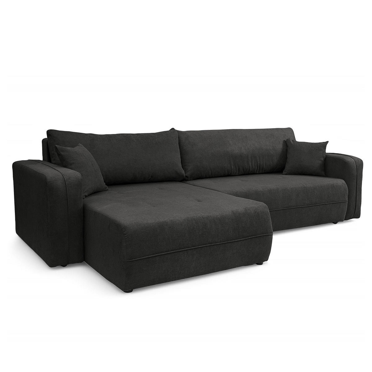 ECKSOFA mit Schlaffunktion - 272 cm - Anthrazit/Schwarz, Kunststoff/Textil (272/145cm) - home24