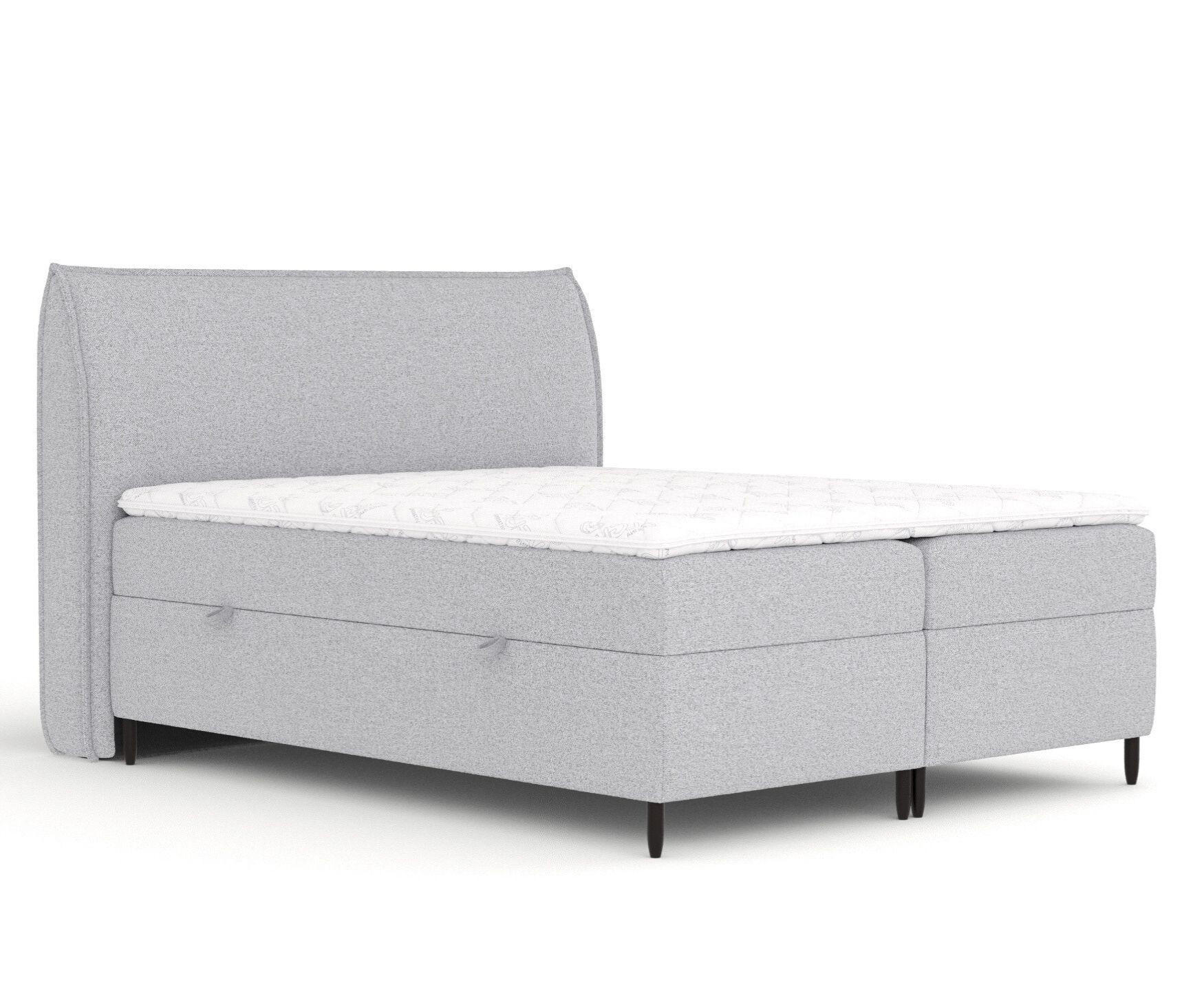 BOXBETT 180/200 cm Corvus, in Hellgrau, Matratze, Topper, Bettkasten, H3 = fest - Hellgrau/Schwarz, Holz/Holzwerkstoff (180/200cm) - Maison de Reve