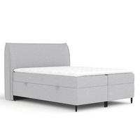 BOXBETT 180/200 cm Corvus, in Hellgrau, Matratze, Topper, Bettkasten, H3 = fest - Hellgrau/Schwarz, Holz/Holzwerkstoff (180/200cm) - Maison de Reve
