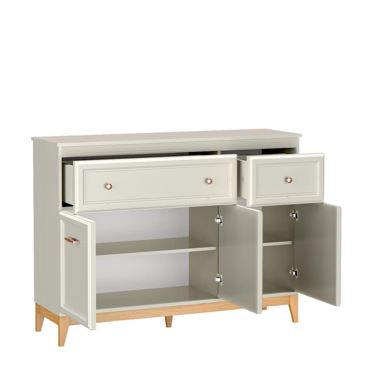 KOMMODE Windsor Kaschmir, Dreitürige mit Schubladen - Kaschmir, Holzwerkstoff (134/100/41cm) - Bettso