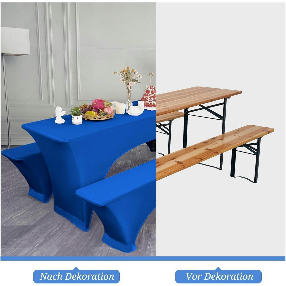 BIERZELTGARNITUR Hussen 3er-Set Blau - Blau, Textil (220/50/70cm)