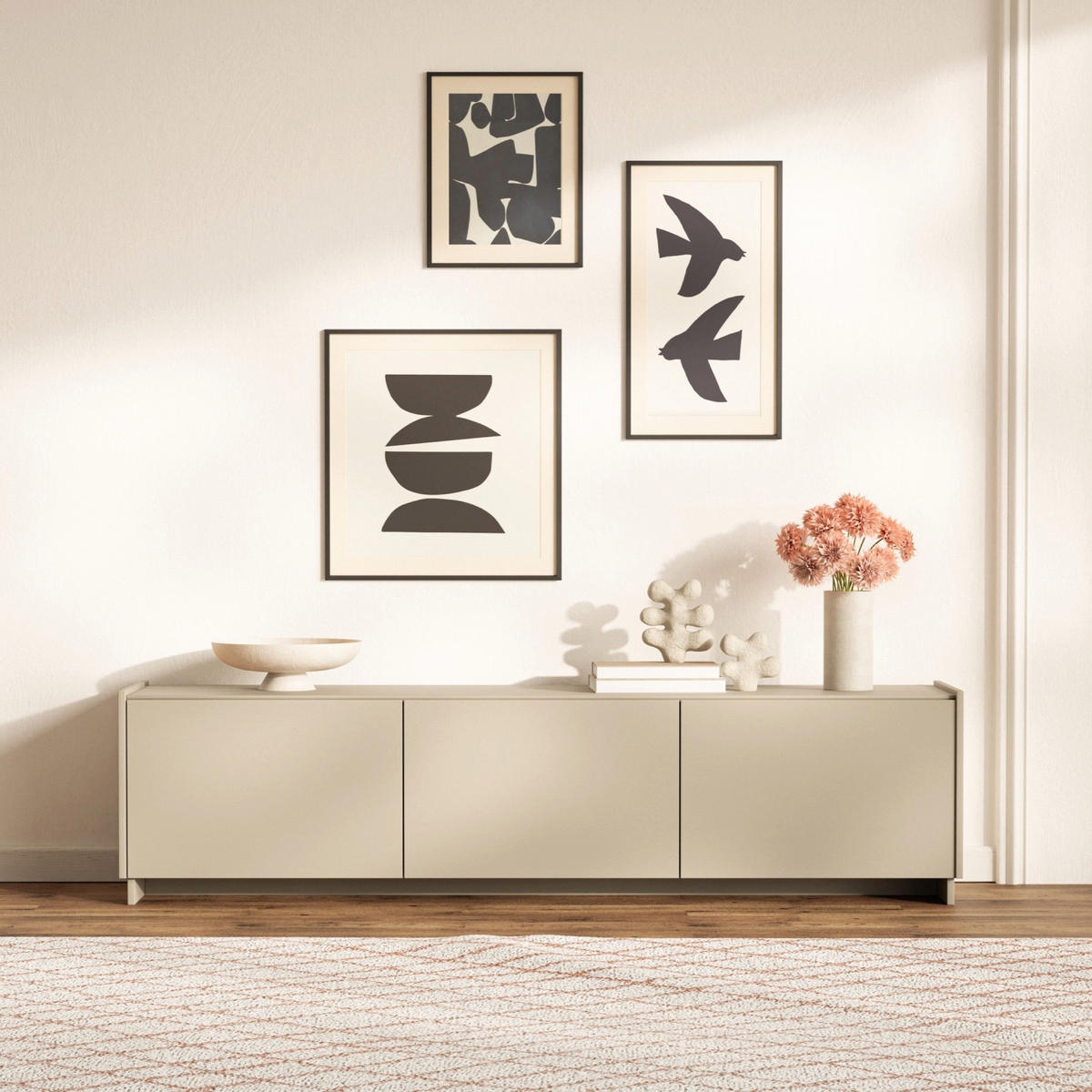 TV-LOWBOARD Magro 2-türig hängend oder stehend, Kaschmirgrau, 180 cm - Taupe, Holzwerkstoff (180/46.2/39cm) - Selsey