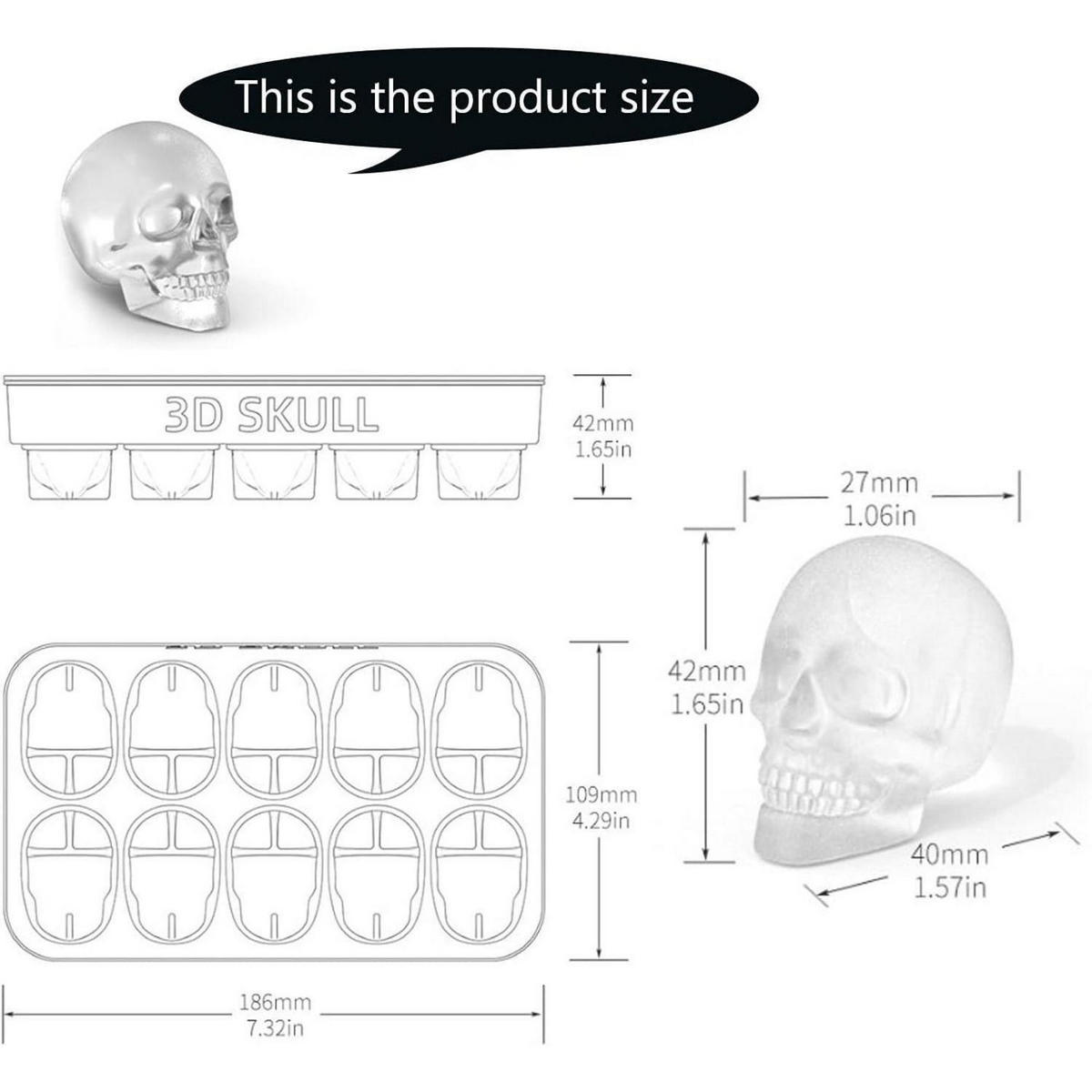 EISWÜRFELFORM Totenkopf 10-fach Set - Braun, Kunststoff (10.9/4.2/18.6cm)