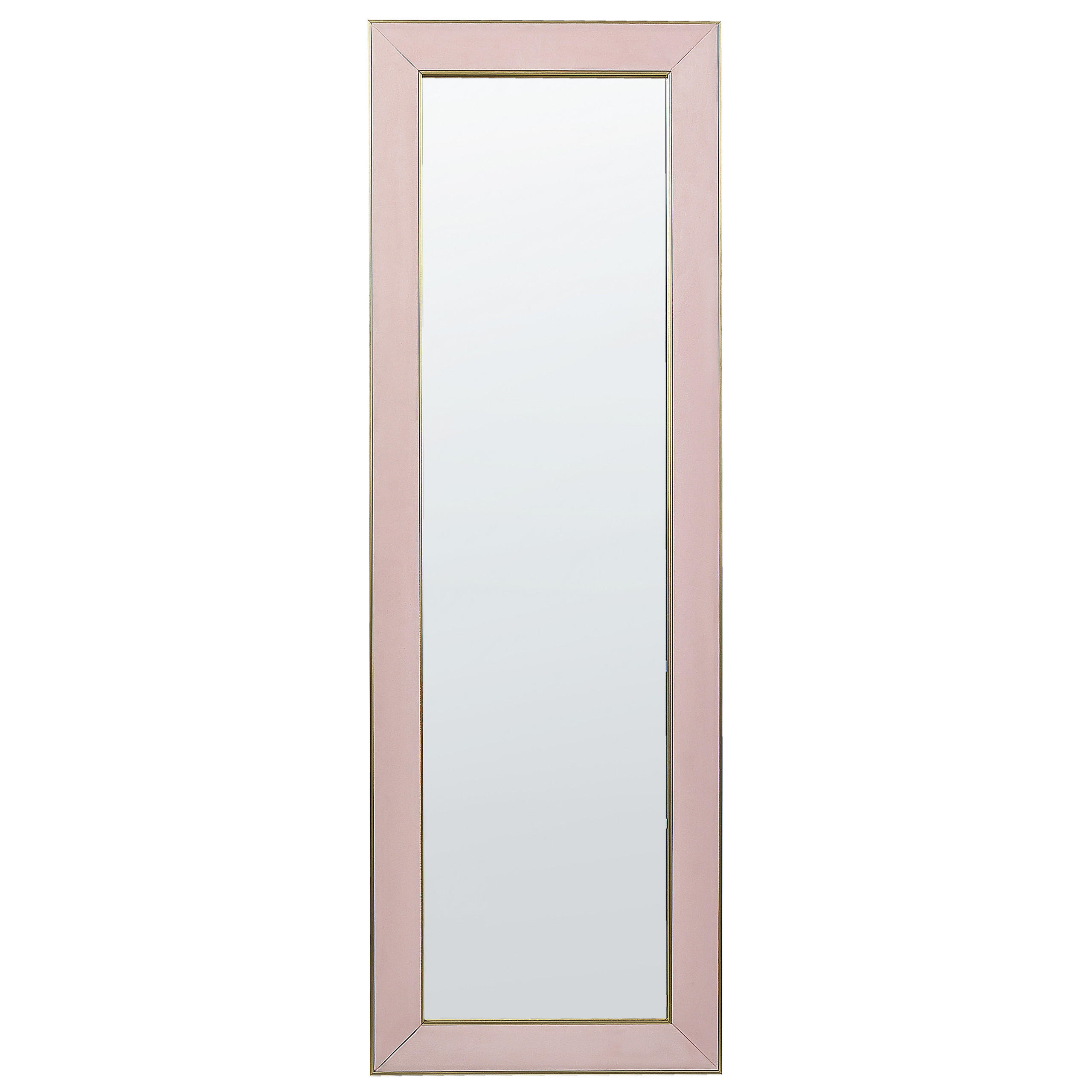 STEHSPIEGEL Samt 50/150 cm rosa Lautrec - Pink/Goldfarben, Textil (50/150/33cm) - Beliani