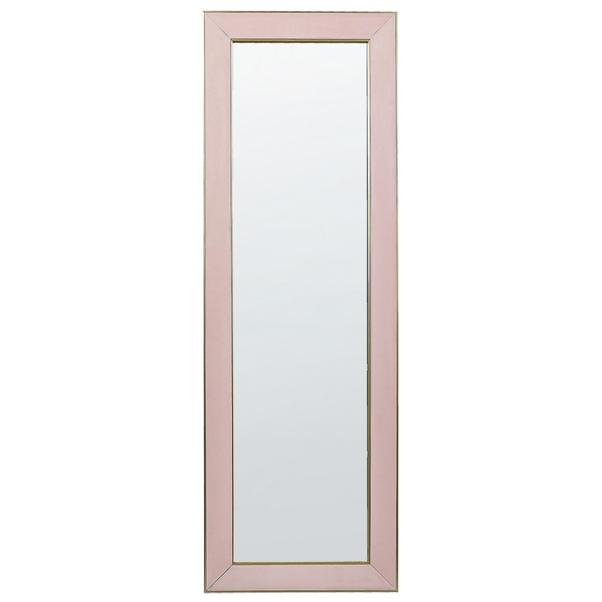 STEHSPIEGEL Samt 50/150 cm rosa Lautrec - Pink/Goldfarben, Textil (50/150/33cm) - Beliani