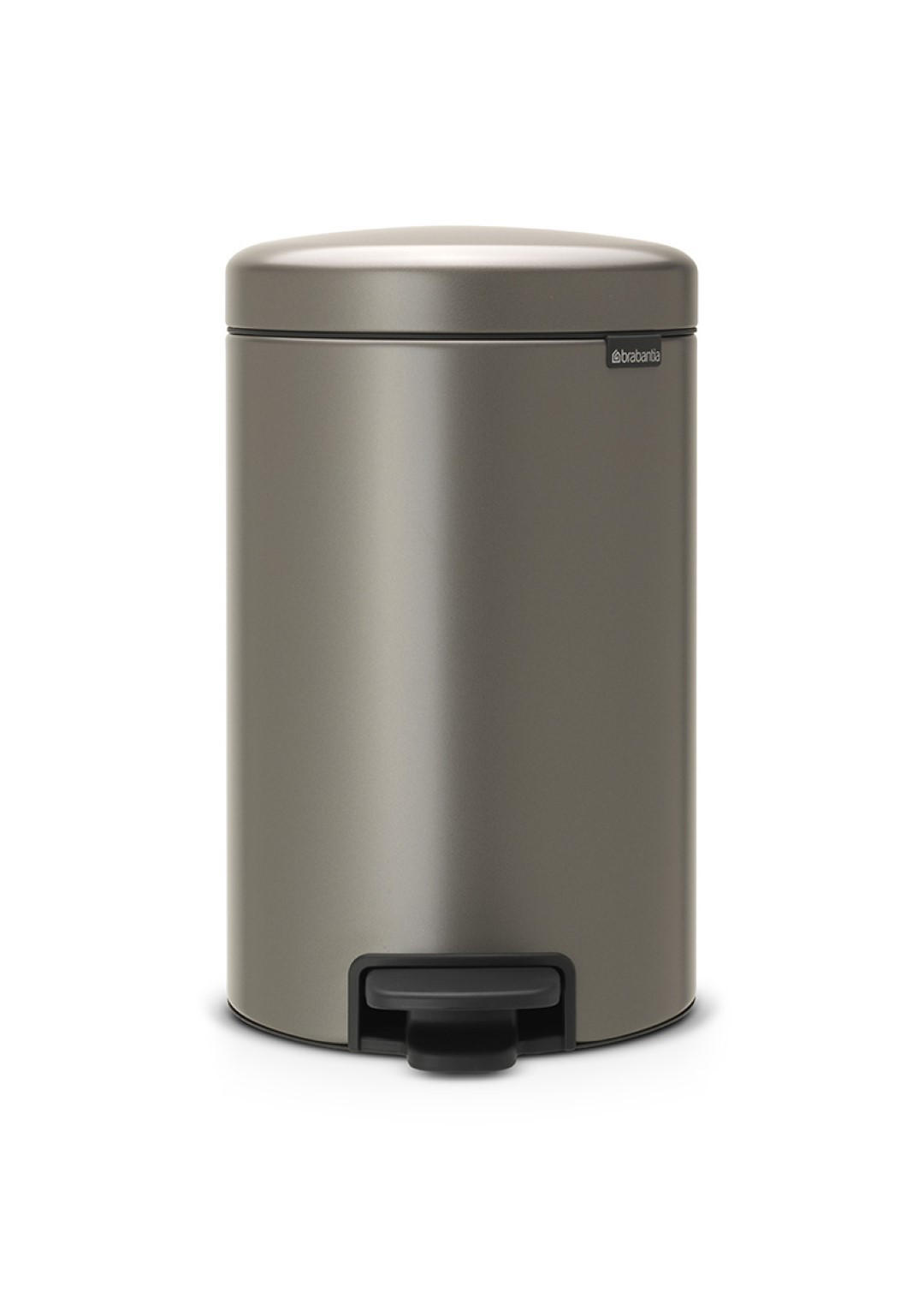 MÜLLEIMER klassisch Mit Soft Verschluss 12 Liter 41,1 x 25,1 x 33,8 cm Metall Platin - Grau, Metall (25.1/41.1/33.8cm) - PROREGAL