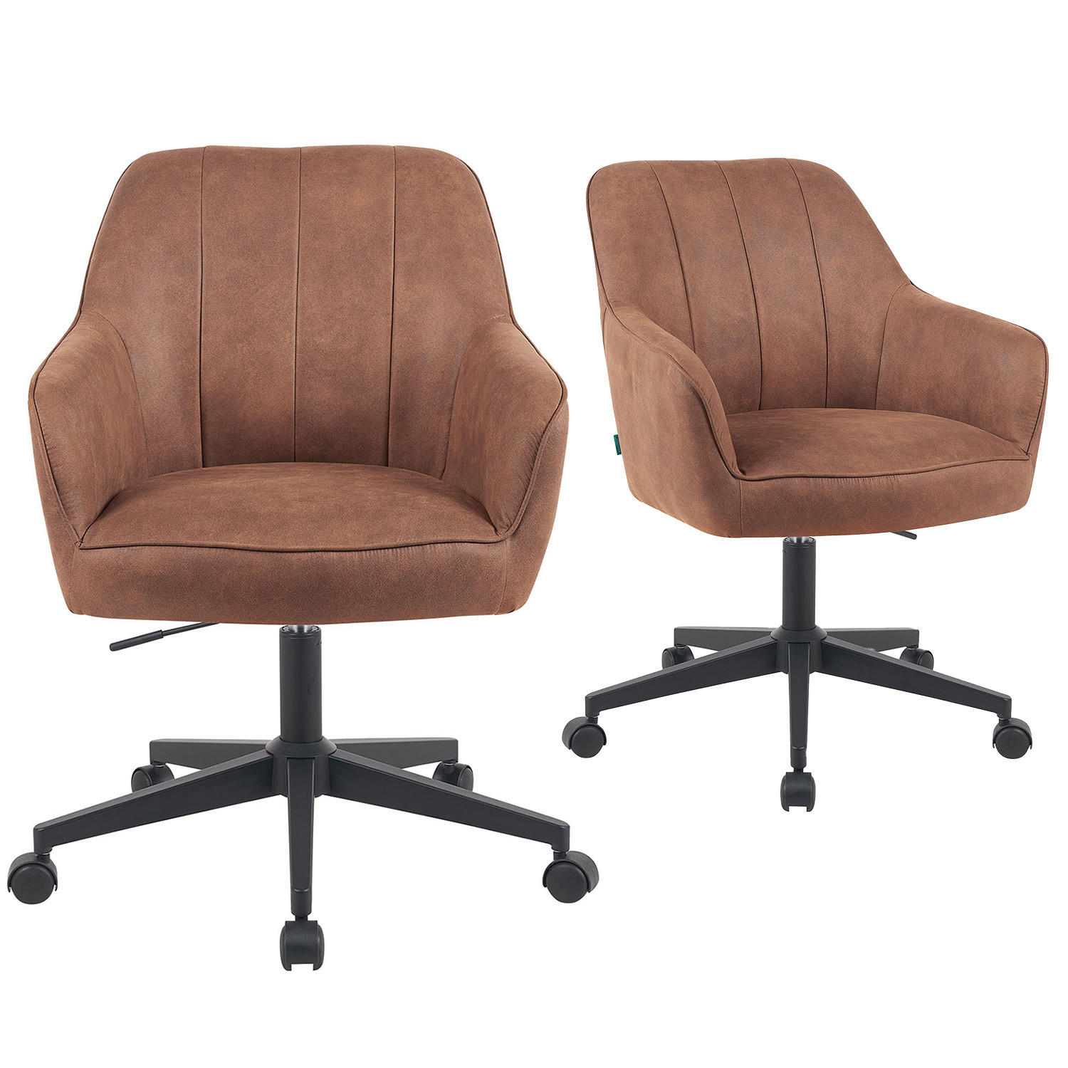 BÜROSTUHL Mika-Nika - Schwarz/Braun, Textil/Metall (60/84/65cm) - DUBI Möbel