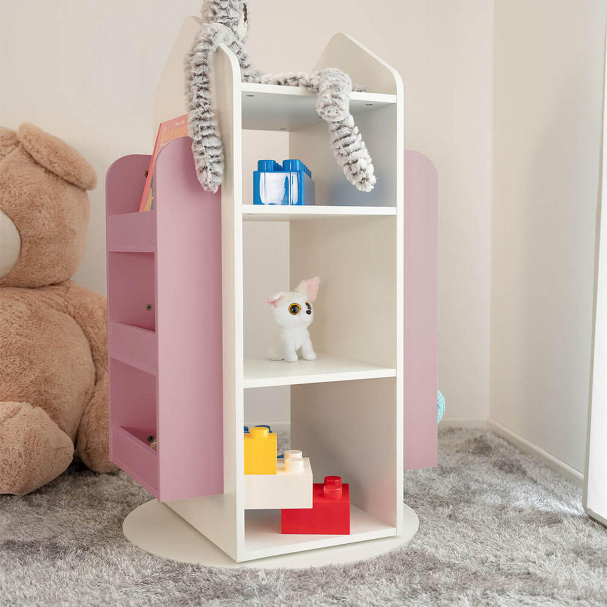 KINDERREGAL JUNA - Pink - Pink/Weiß, Holzwerkstoff/Textil (60/105.3/60cm) - Home Deluxe