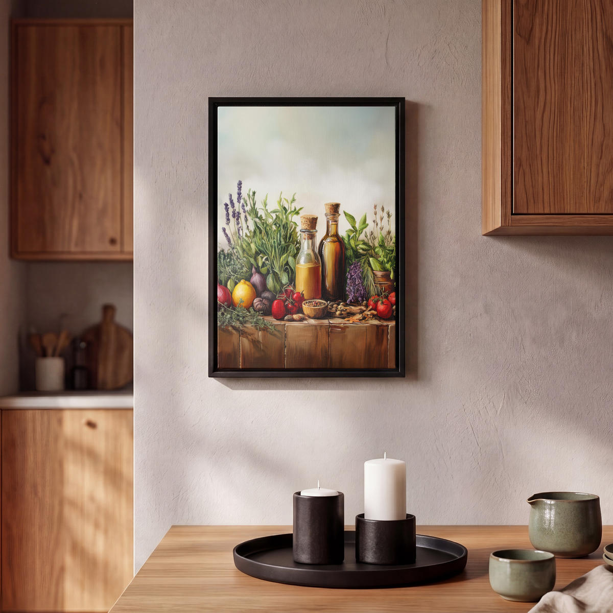 LEINWAND Bilder mit Rahmen - Stilleben - Kräuter - Gewürze - Früchte - Farbenfroh - 20x30 - Grün, Textil (20/30cm) - MuchoWow
