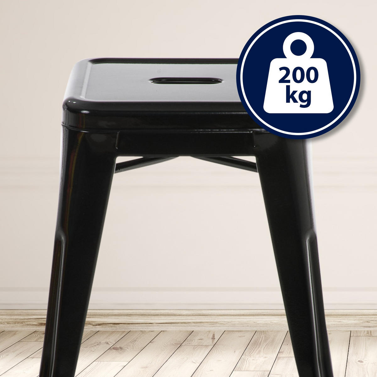 SITZHOCKER Arvida schwarz - Schwarz, Metall (40/46/40cm) - TPFLiving