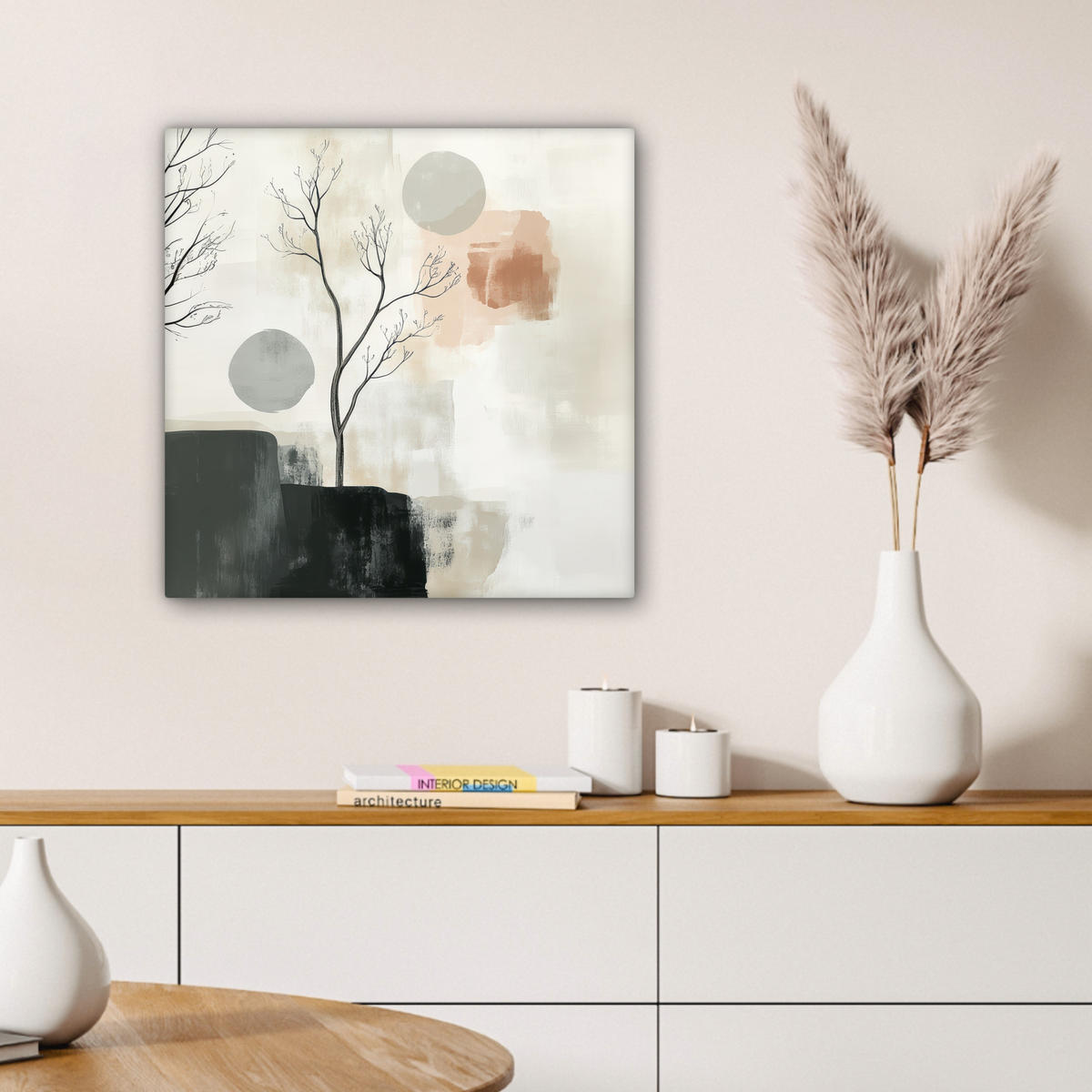 LEINWANDBILD Wabi sabi - Beige - Pflanze 50x50 cm - Sandfarben, Textil (50/50cm) - MuchoWow