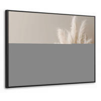 LEINWAND Bilder mit Rahmen - Pampasgras - Federn - Pastell - Weiß - 100x70 - Naturfarben, Textil (100/70cm) - MuchoWow