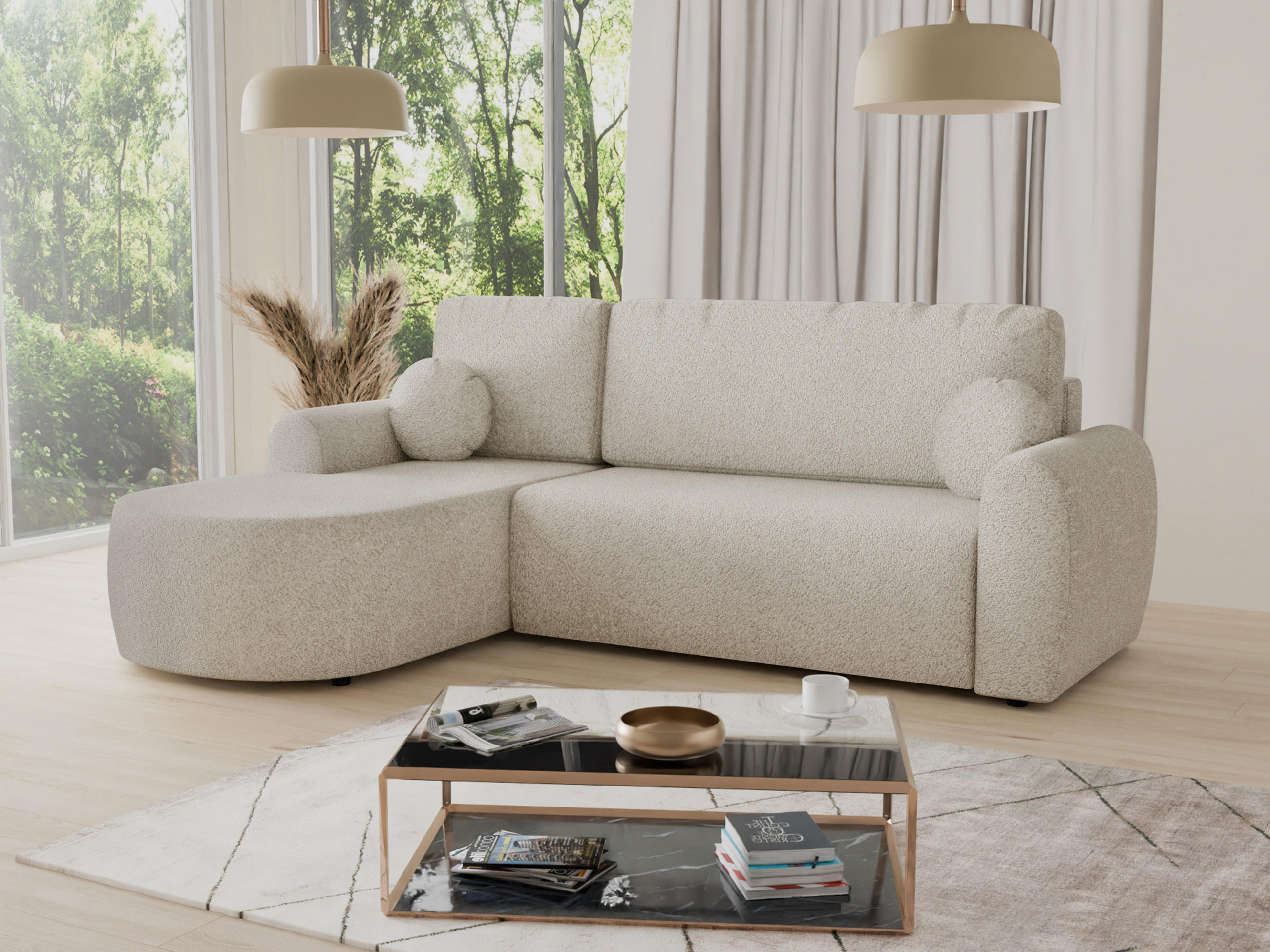 ECKSOFA Jazz, Seite: Links - Beige, Holz/Textil (240/160cm) - Sofnet