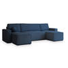 WOHNLANDSCHAFT PESANO P Blau Kordstoff mit Schlaffunktion - Blau, Holz (306/85/140cm) - MASSENO