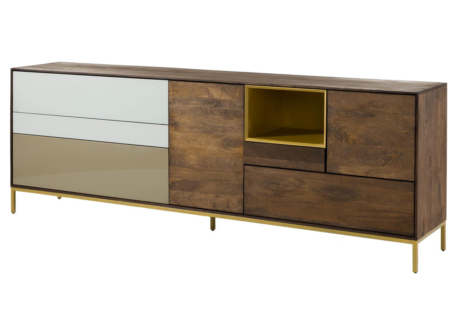 SIDEBOARD Mango 240x45x85 braun geölt CHICAGO #106 - Braun, Holz (240/85/45cm) - Massivmoebel24