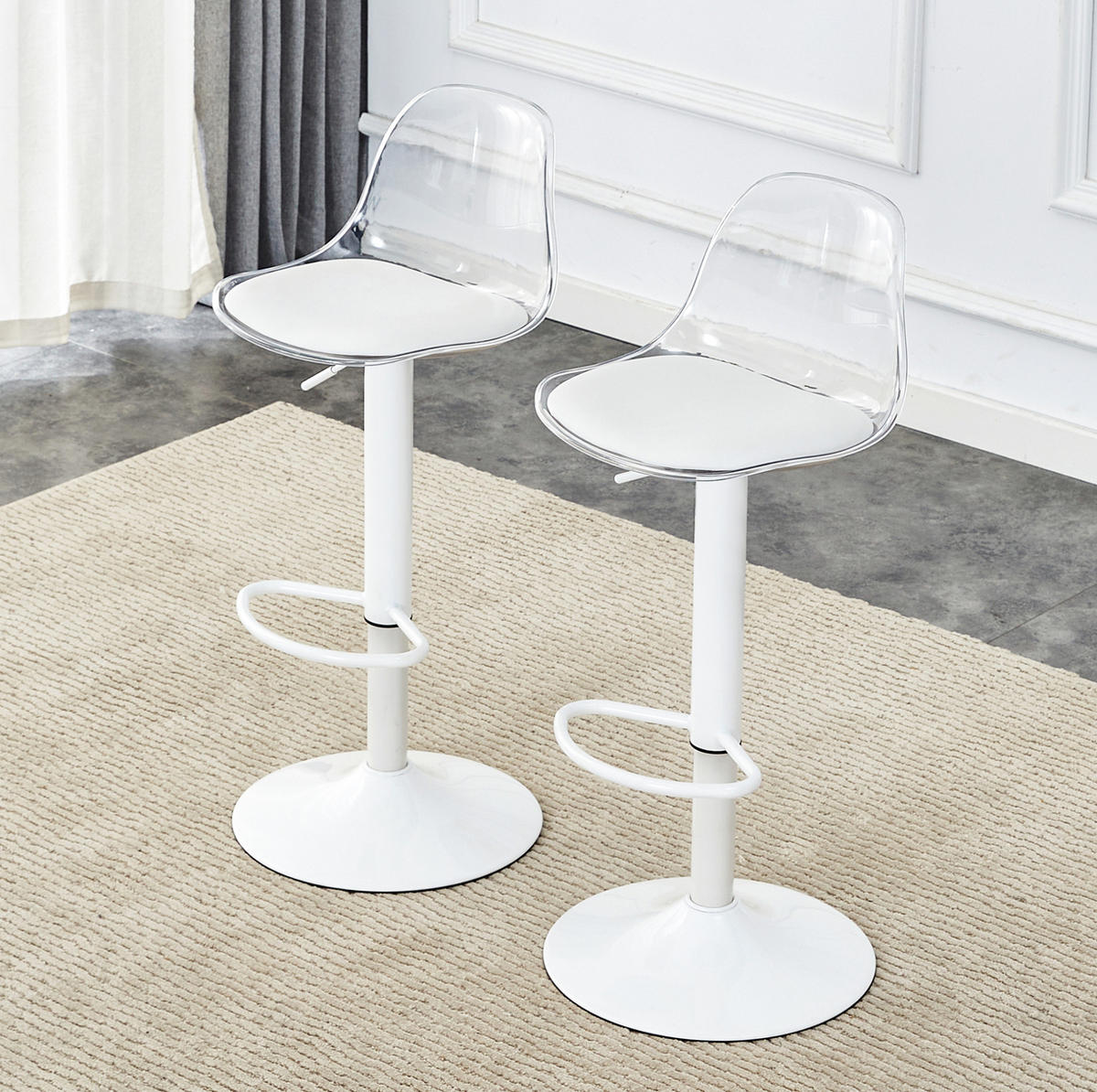 STÜHLE aus Metall/Kunststoff mit 360° Drehung, Transparent/Weiß - Transparent, Metall (40.5/104/40.5cm) - OKMYHOME