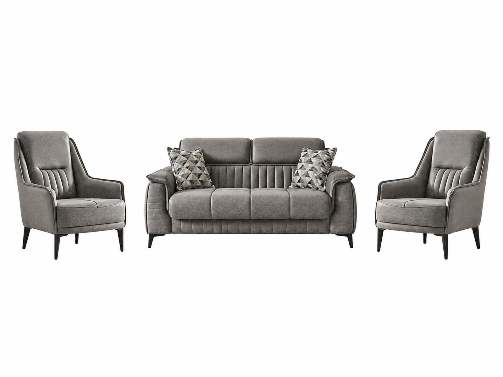 SITZGARNITUR Regina, Grau Stellvariante 2+1+1 - Grau, Holzwerkstoff/Kunststoff (178/85/95cm)
