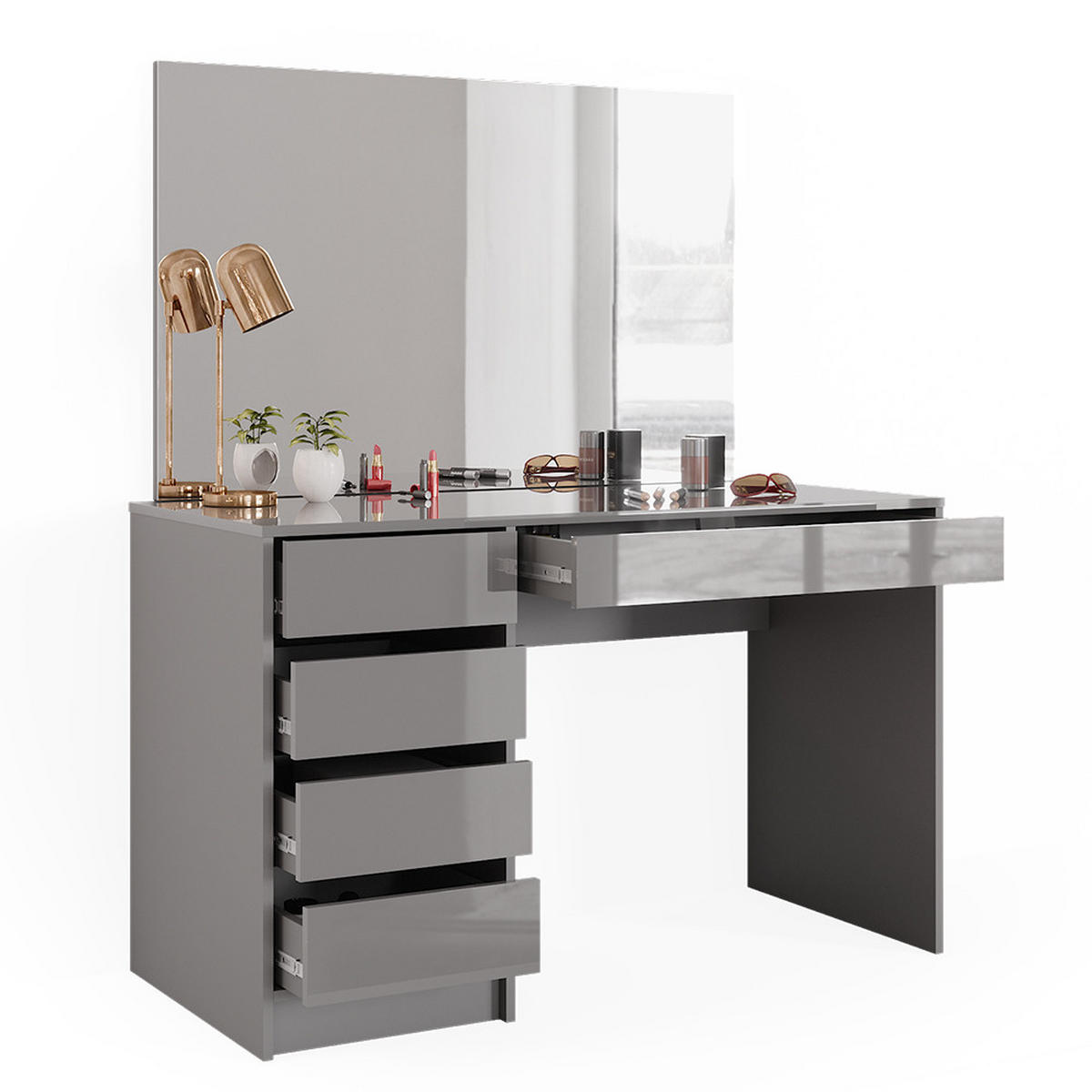 SCHMINKTISCH Sherry Grau 120 cm - Grau, Holzwerkstoff (120/75/55cm) - Vicco
