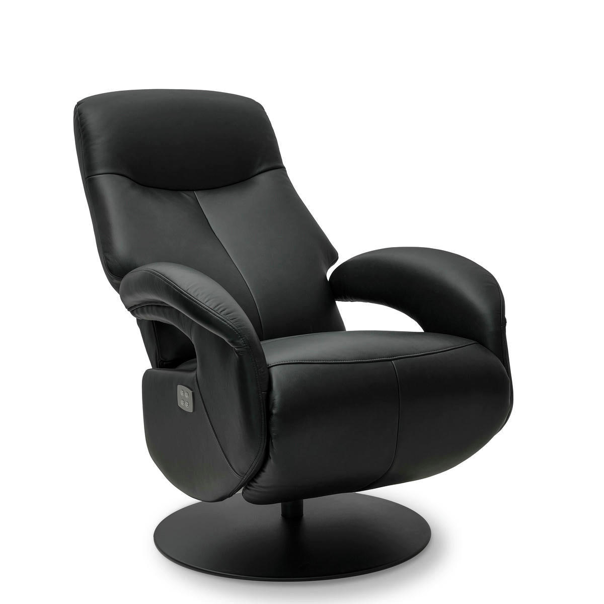 RELAXSESSEL Echtleder Schwarz - Schwarz, Leder/Metall (79/115/85cm) - Furnhouse