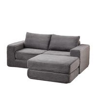 ECKSOFA DE-34544 2-in-1 mit Fußstütze und Kissen Grau - Grau, Textil (169.5/194cm) - ComfortXL
