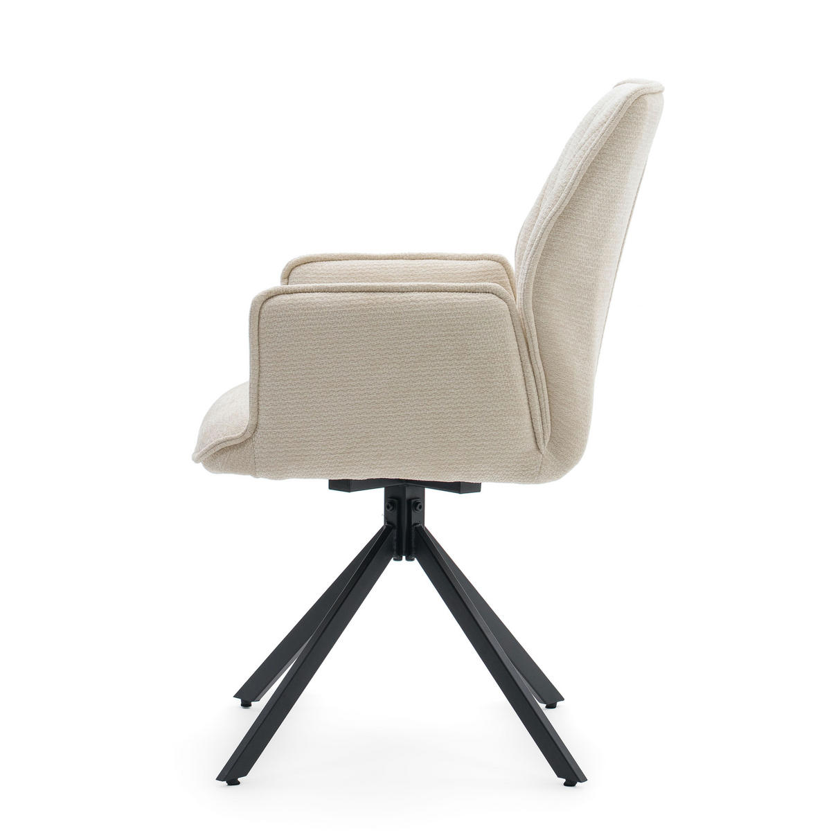 STUHL MERANO drehbar gepolsterter mit Steppung - creme - Chenille - Creme/Schwarz, Textil/Metall (58/90/61cm) - NEW HOME