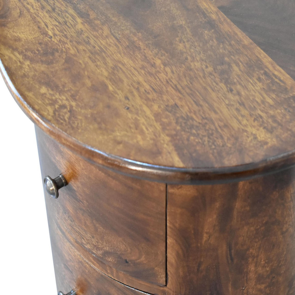 3-SCHUBLADEN-TROMMEL im Kastanienholz-Finish - Kastanienfarben/Messingfarben, Holz/Metall (40/58/40cm) - Artisan Furniture