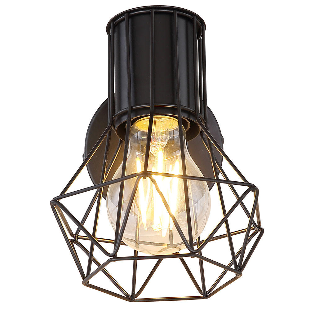 LED WANDLEUCHTE Käfig Schwarz - Schwarz, Metall (13/16.5/16.5cm)