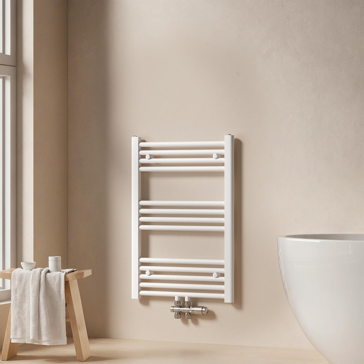 HEIZKÖRPER Handtuchheizkörper wasserführend 75/50/3 cm - Weiß, Metall (50/75/3cm) - EMKE