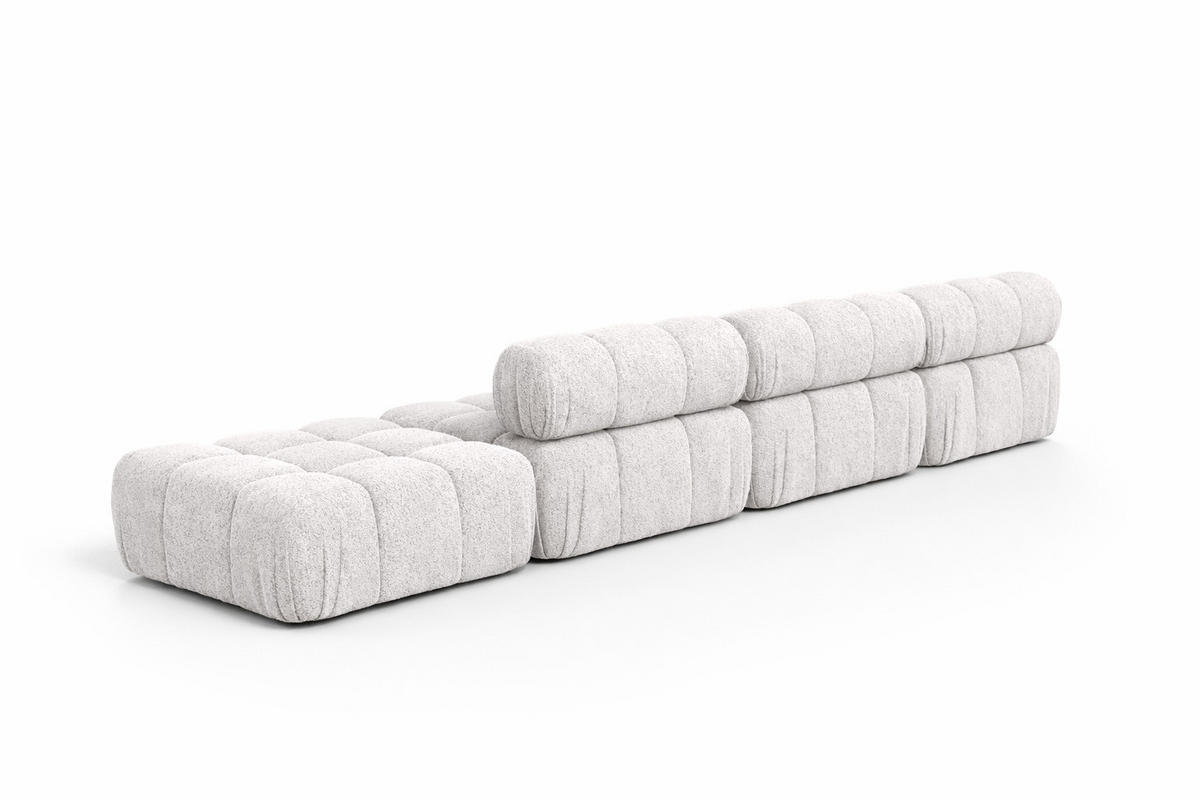 ECKSOFA L-Form XL, Stoff Bouclé Abriamo, Ecru, Links, Selia L XL - Ecru, Holz (380/160cm) - Kaiser Möbel