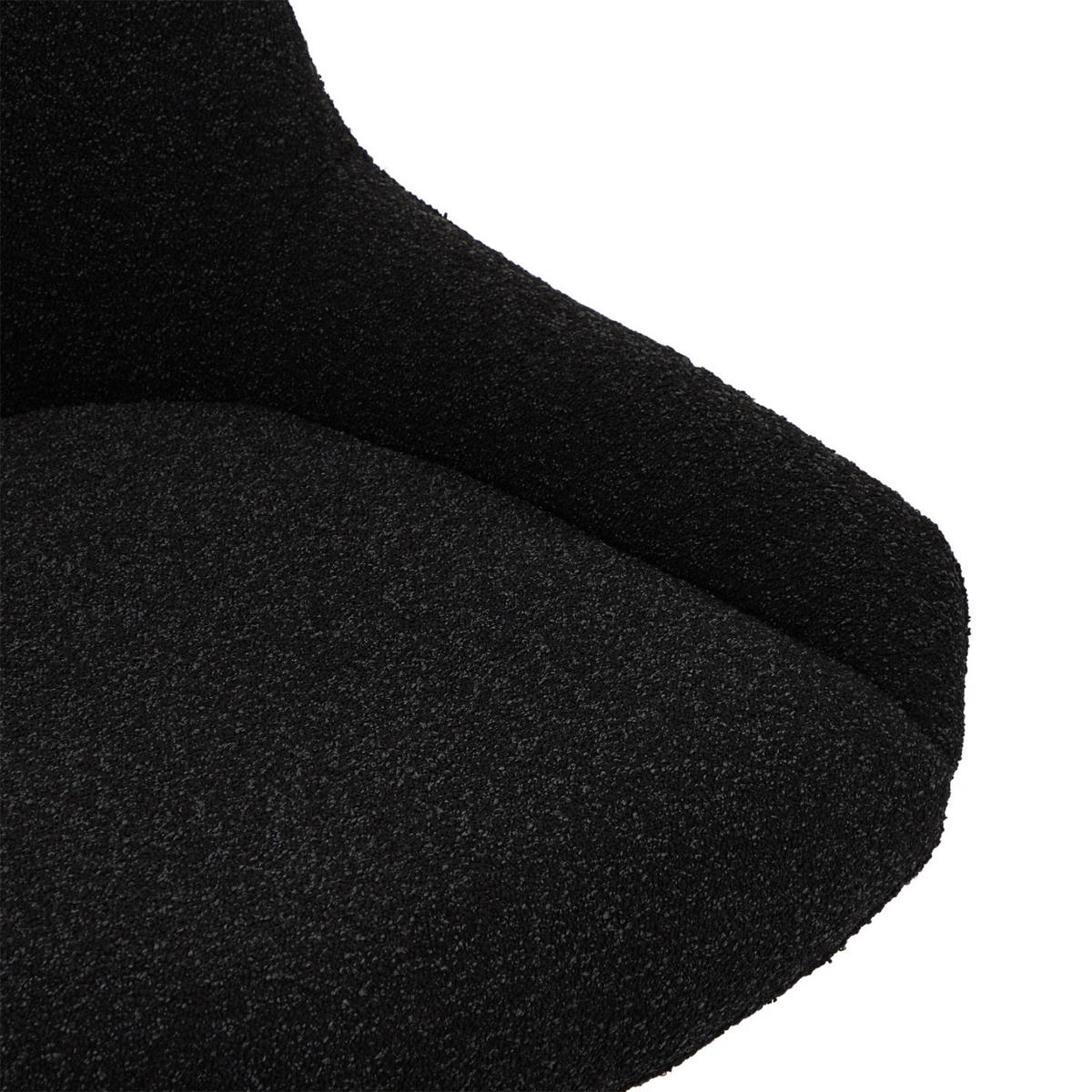 STUHL-SET 2 Stück in Teddystoff - Schwarz, Textil/Metall (52/61cm) - Furnhouse