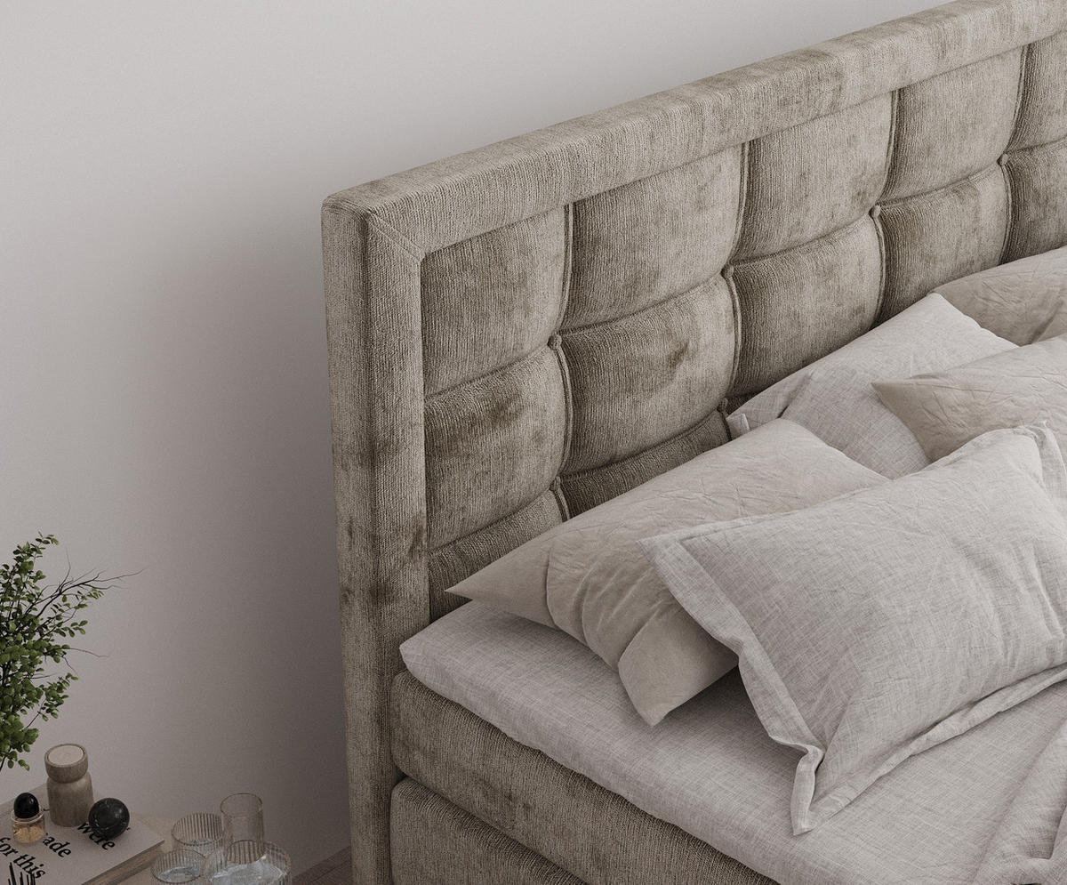 BOXSPRINGBETT Ambrosia Beige 200/200 cm - Beige/Schwarz, Holz/Holzwerkstoff (200/200cm) - Maison de Reve