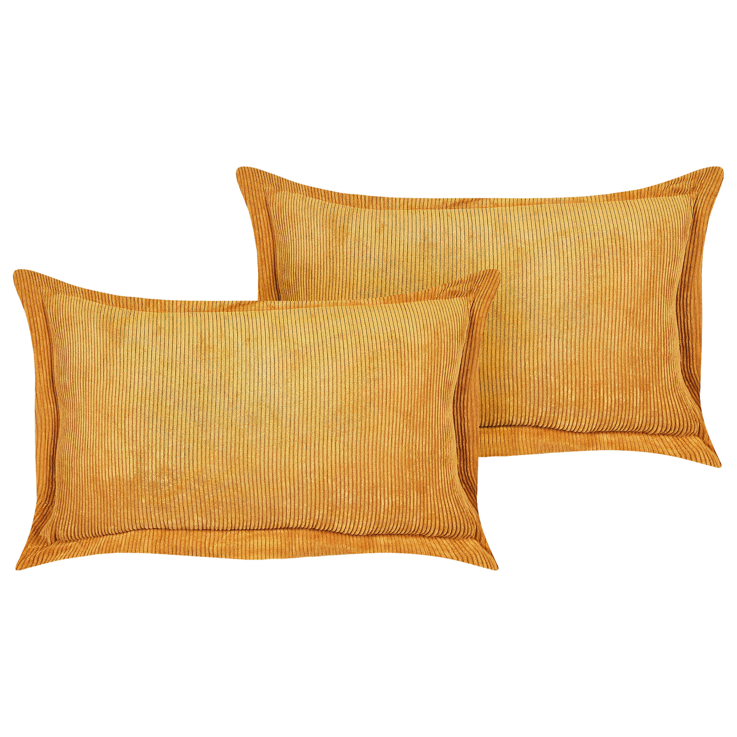 DEKOKISSEN CORD 2er-Set Senfgelb 47/27 cm Zinnia - Dunkelgelb, Textil (47/27cm) - Beliani