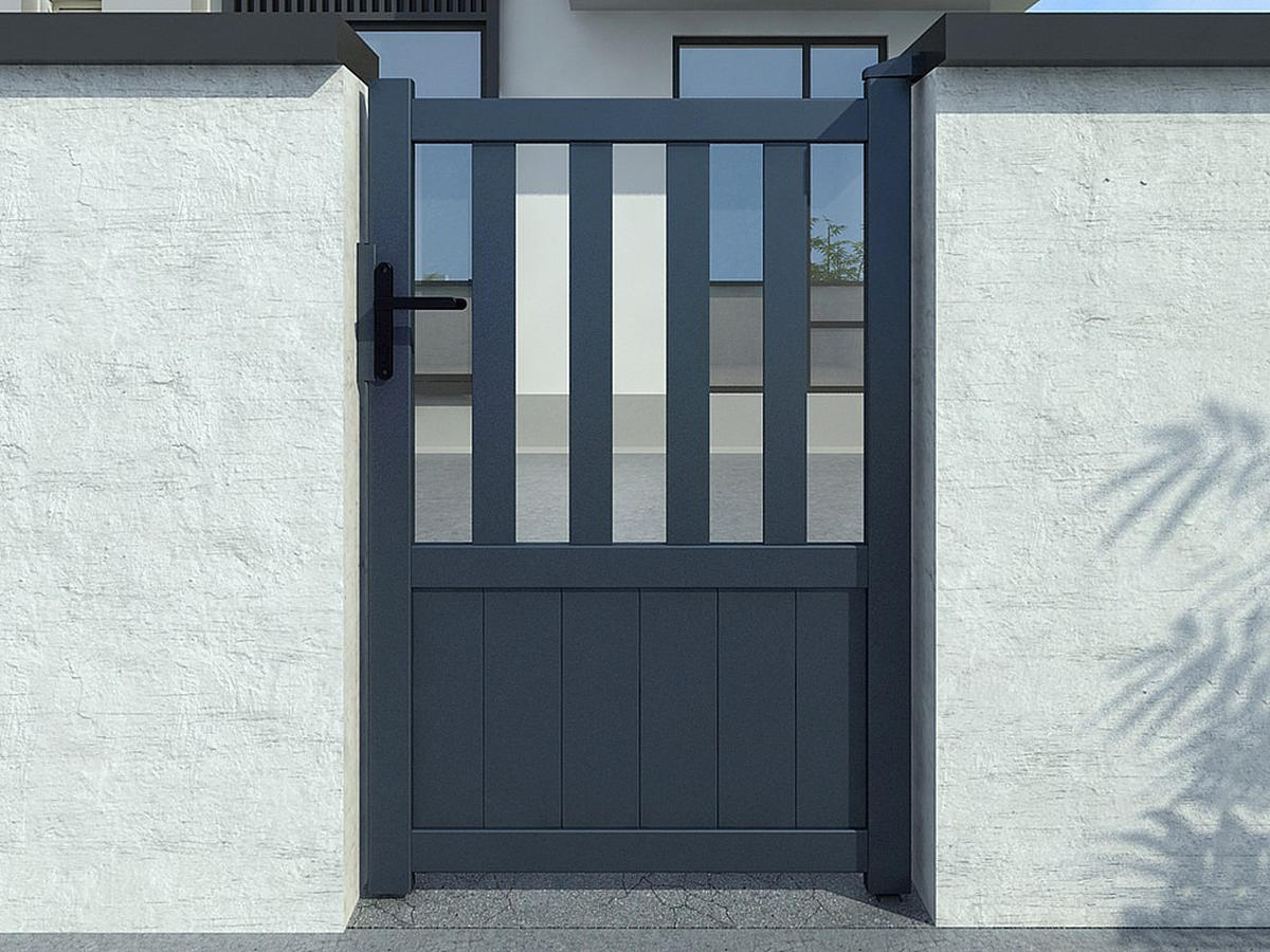 GARTENTOR Flügeltor - 104 x 148 cm - Aluminium - Anthrazit - TARNOS II - Anthrazit, Metall (99.25/140cm) - Vente-Unique