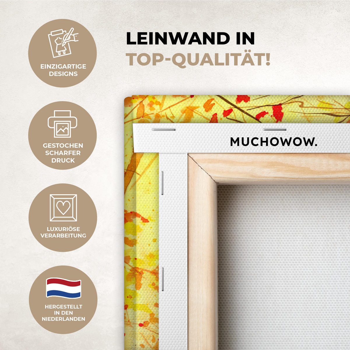 LEINWANDBILD Natur - Ölfarbe - Hirsche - Tiere - Herbst - Orange Deko Wohnzimmer 20x30 cm - Orange, Textil (20/30cm) - MuchoWow