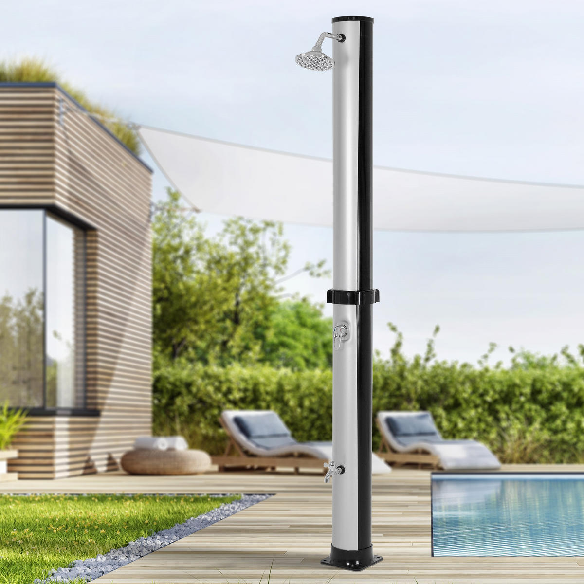 SOLARDUSCHE - Silberfarben, Kunststoff (15.5/217.5/40cm) - ML-DESIGN