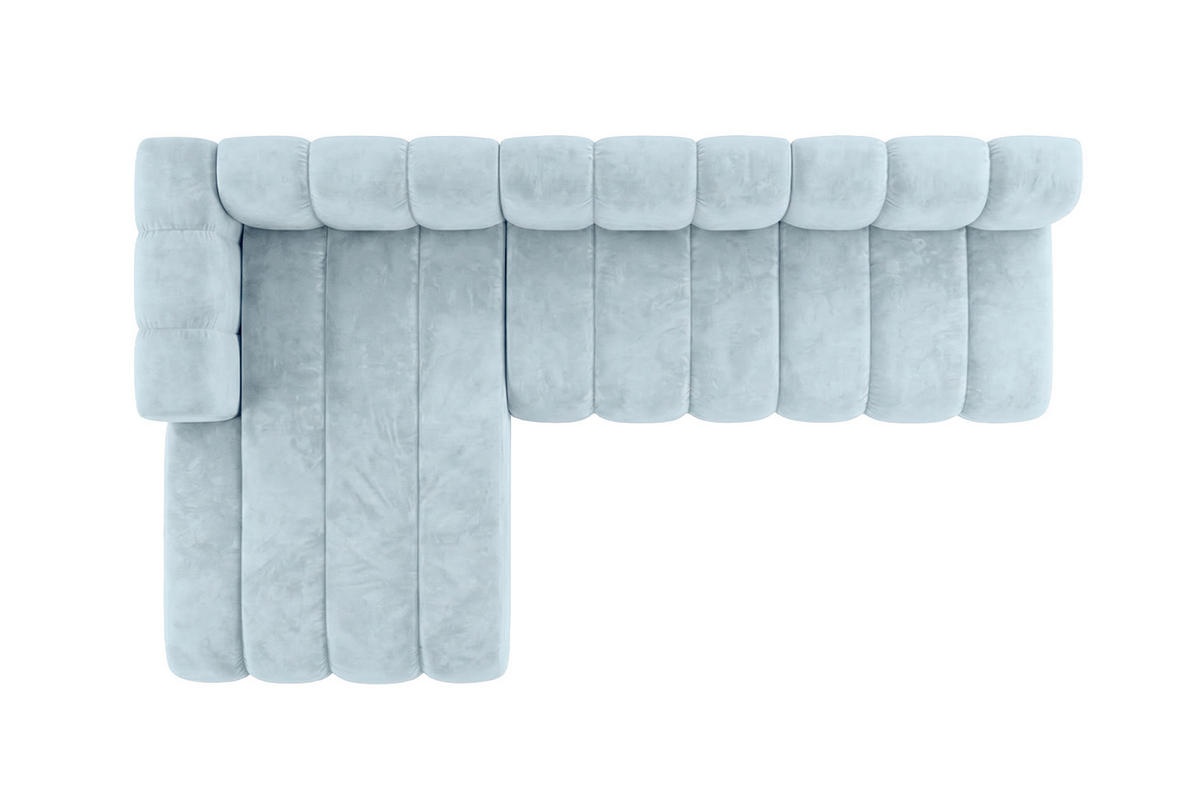 ECKSOFA Modulares In L-Form, Velvet-Stoff Riviera, Babyblau, Links, GRAND 295 cm - Hellblau, Holz (295/179cm) - Kaiser Möbel