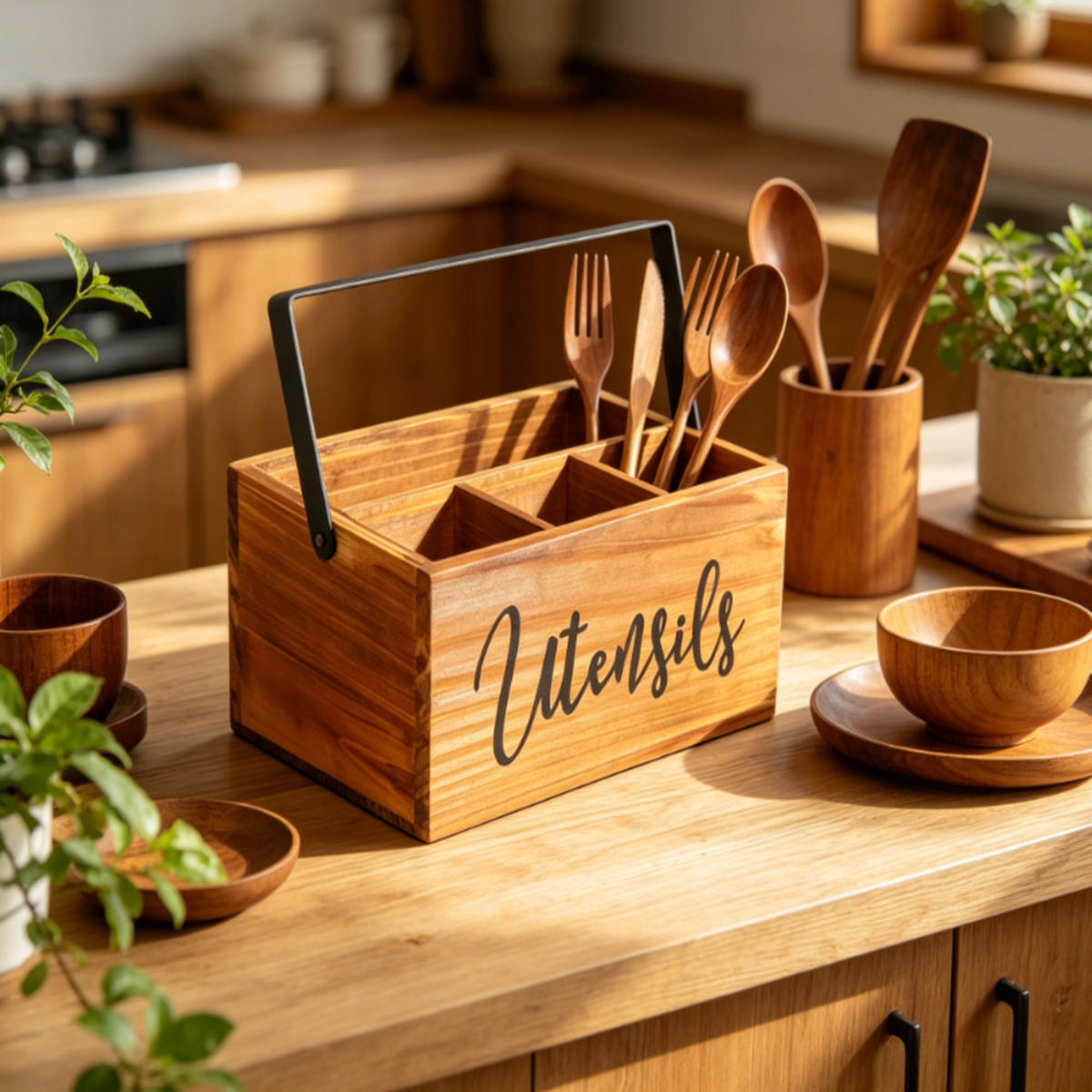 BESTECKAUFBEWAHRUNGSBOX, Bambus, Braun, 22 x 15 x 11 cm - Braun, Holz (15/11/22cm) - Authentics