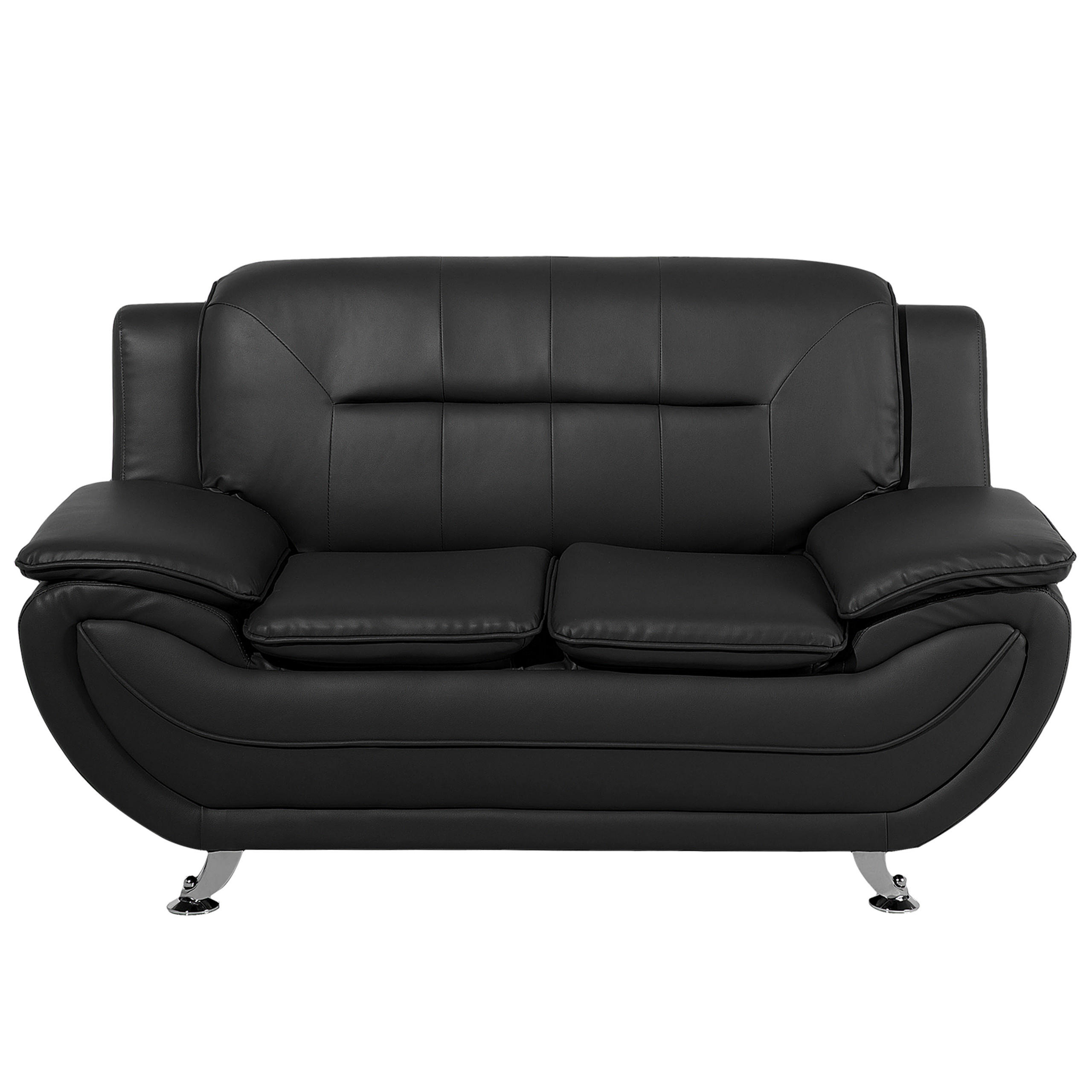 2-SITZER-SOFA Kunstleder Schwarz Leira - Schwarz, Kunststoff/Textil (155/88/86cm) - Beliani