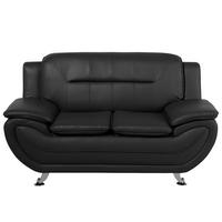 2-SITZER-SOFA Kunstleder Schwarz Leira - Schwarz, Kunststoff/Textil (155/88/86cm) - Beliani