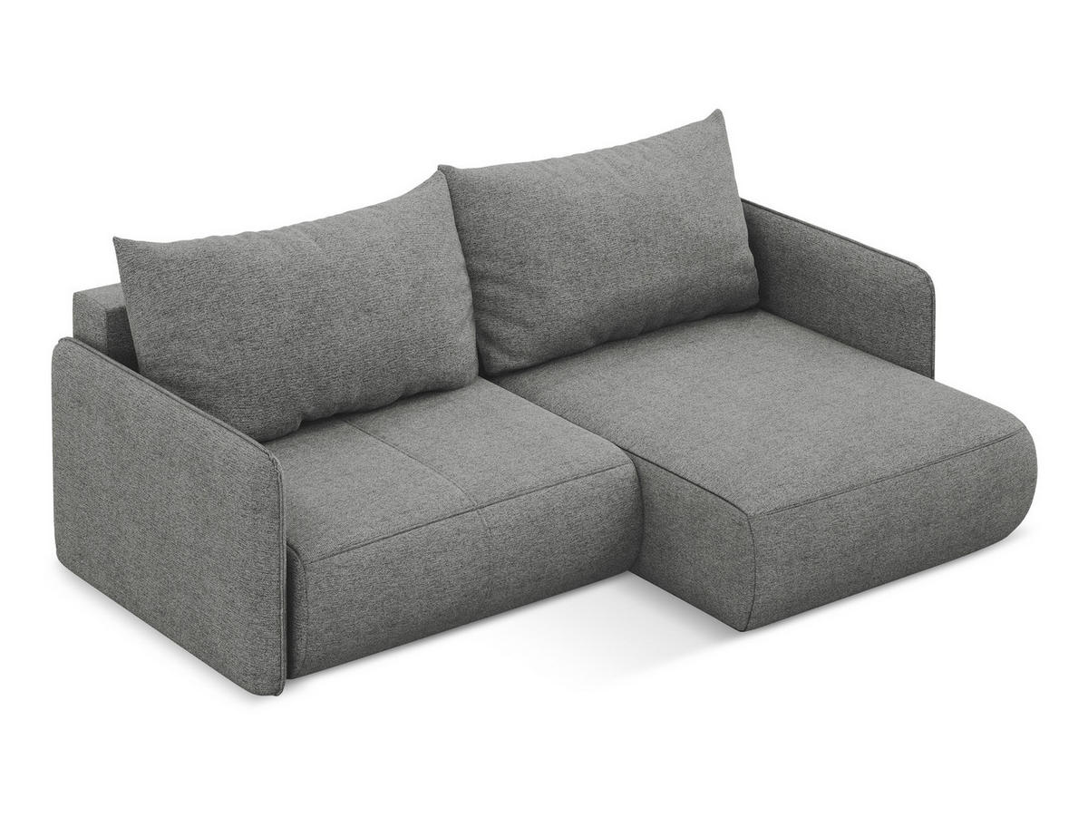 ECKSOFA mit Schlaffunktion Chenille Stoff Grau - Schieferfarben/Schwarz, Kunststoff/Textil (207/148cm) - Makamii