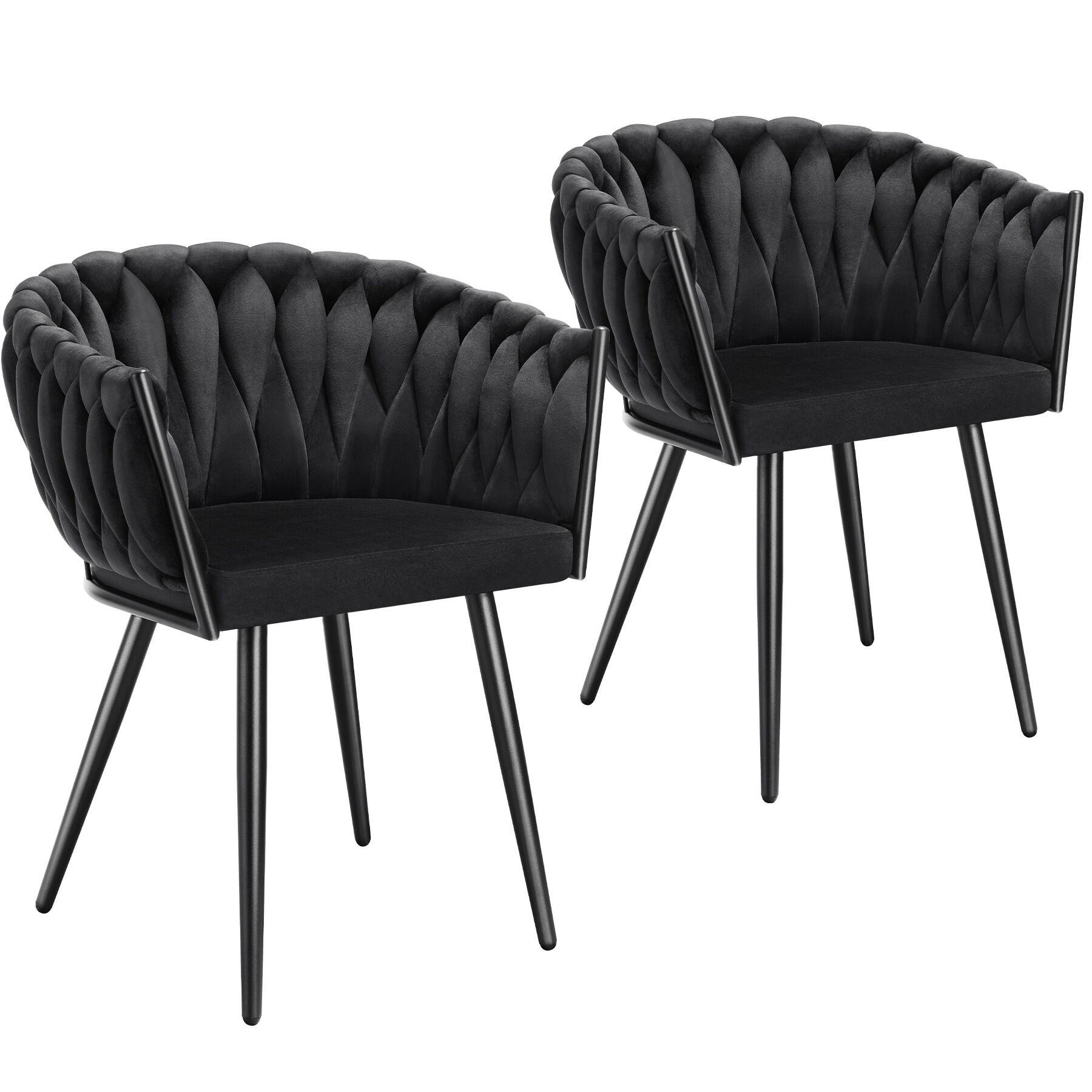 ESSZIMMERSTUHL 2er Set Astano 60 5 x 55 x 75 cm schwarz - Schwarz, Textil (60.5/75/55cm) - tectake