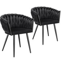 ESSZIMMERSTUHL 2er Set Astano 60 5 x 55 x 75 cm schwarz - Schwarz, Textil (60.5/75/55cm) - tectake
